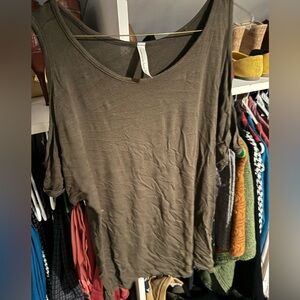 Olive green cold shoulder top